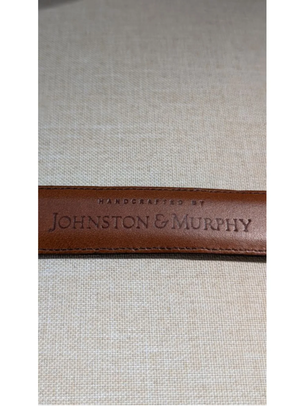 Men's Johnston & Murphy Brown Leather Gold Buckle Belt